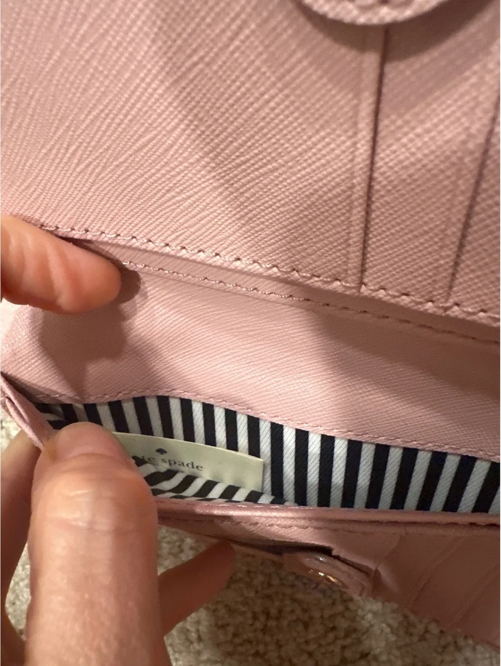 Kate Spade New York Pink Leather Wallet with Laser Cut Detail